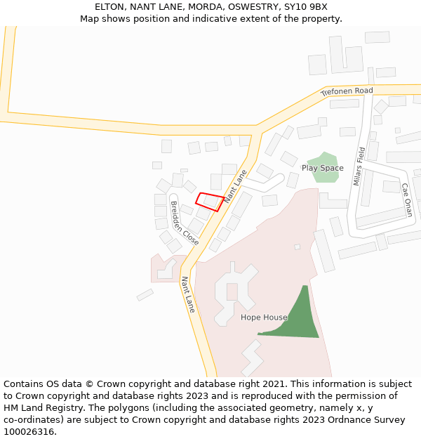 ELTON, NANT LANE, MORDA, OSWESTRY, SY10 9BX: Location map and indicative extent of plot