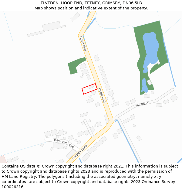 ELVEDEN, HOOP END, TETNEY, GRIMSBY, DN36 5LB: Location map and indicative extent of plot