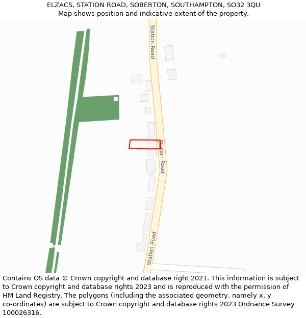 ELZACS, STATION ROAD, SOBERTON, SOUTHAMPTON, SO32 3QU: Location map and indicative extent of plot