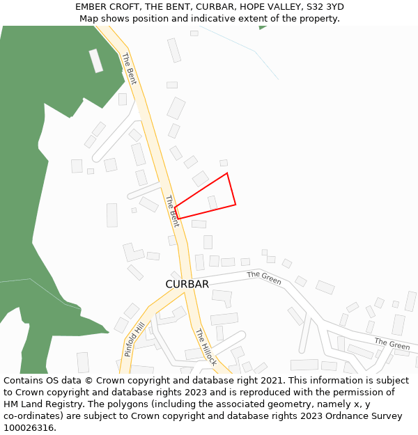 EMBER CROFT, THE BENT, CURBAR, HOPE VALLEY, S32 3YD: Location map and indicative extent of plot