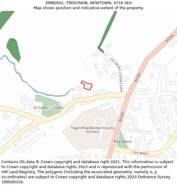 EMBERAL, TREGYNON, NEWTOWN, SY16 3EH: Location map and indicative extent of plot