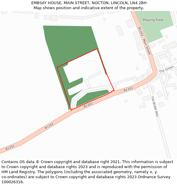 EMBSAY HOUSE, MAIN STREET, NOCTON, LINCOLN, LN4 2BH: Location map and indicative extent of plot