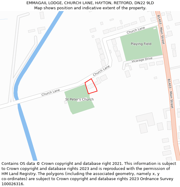 EMMAGAIL LODGE, CHURCH LANE, HAYTON, RETFORD, DN22 9LD: Location map and indicative extent of plot