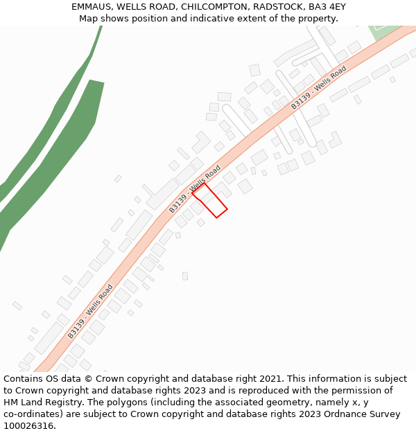 EMMAUS, WELLS ROAD, CHILCOMPTON, RADSTOCK, BA3 4EY: Location map and indicative extent of plot