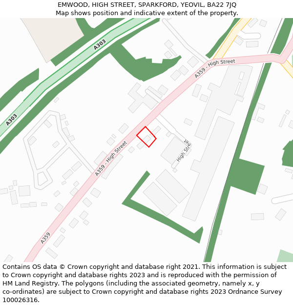 EMWOOD, HIGH STREET, SPARKFORD, YEOVIL, BA22 7JQ: Location map and indicative extent of plot