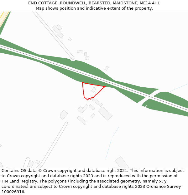 END COTTAGE, ROUNDWELL, BEARSTED, MAIDSTONE, ME14 4HL: Location map and indicative extent of plot