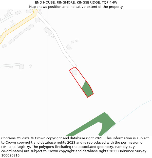 END HOUSE, RINGMORE, KINGSBRIDGE, TQ7 4HW: Location map and indicative extent of plot