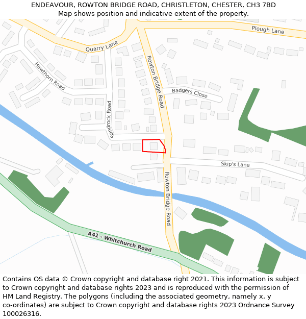 ENDEAVOUR, ROWTON BRIDGE ROAD, CHRISTLETON, CHESTER, CH3 7BD: Location map and indicative extent of plot