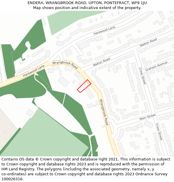 ENDERA, WRANGBROOK ROAD, UPTON, PONTEFRACT, WF9 1JU: Location map and indicative extent of plot