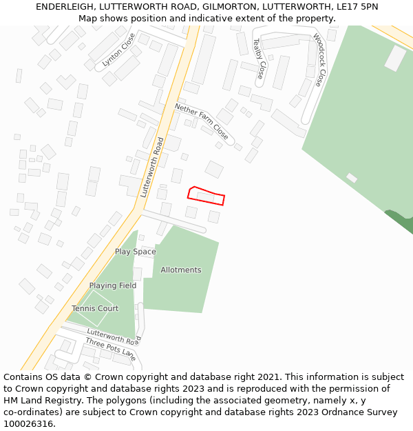 ENDERLEIGH, LUTTERWORTH ROAD, GILMORTON, LUTTERWORTH, LE17 5PN: Location map and indicative extent of plot
