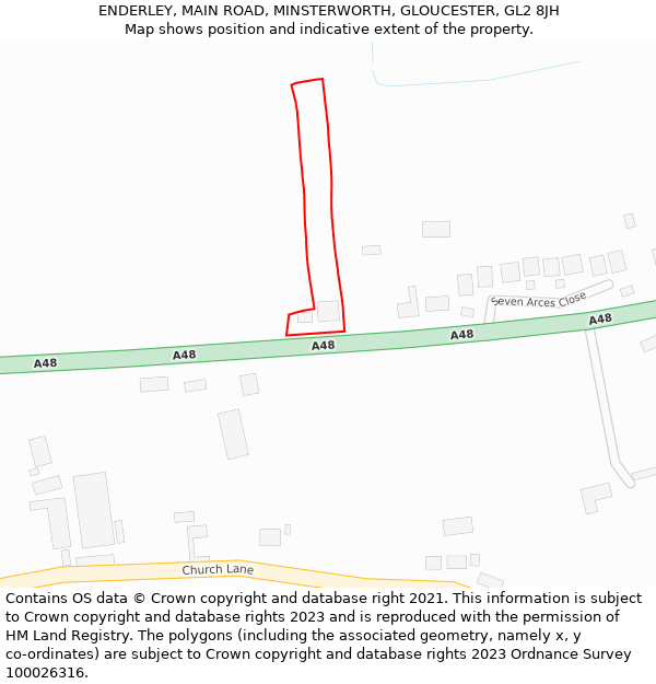 ENDERLEY, MAIN ROAD, MINSTERWORTH, GLOUCESTER, GL2 8JH: Location map and indicative extent of plot