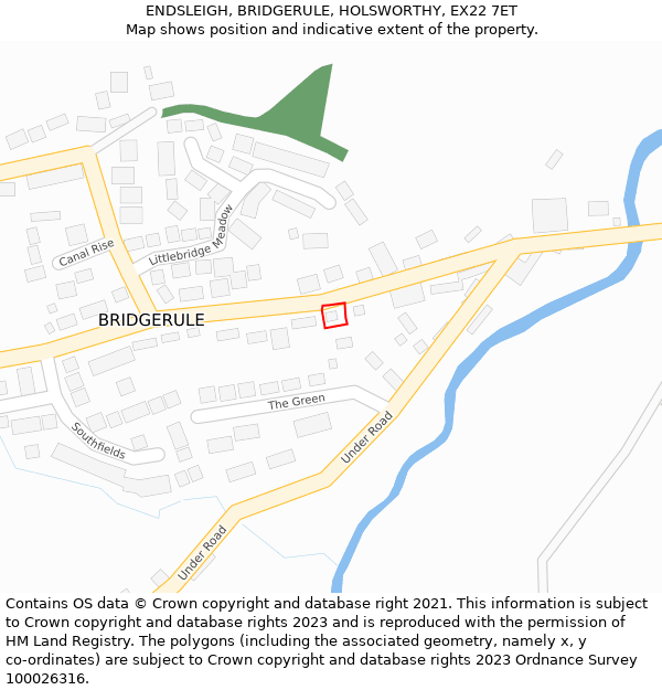 ENDSLEIGH, BRIDGERULE, HOLSWORTHY, EX22 7ET: Location map and indicative extent of plot