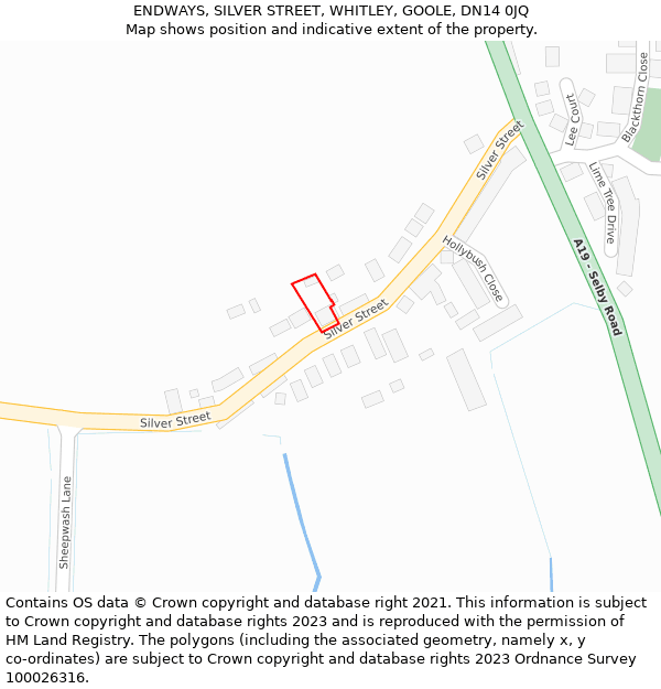 ENDWAYS, SILVER STREET, WHITLEY, GOOLE, DN14 0JQ: Location map and indicative extent of plot