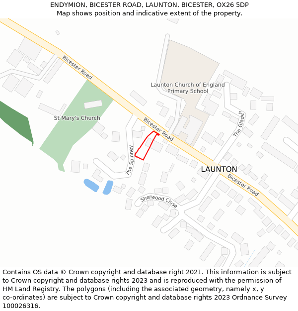 ENDYMION, BICESTER ROAD, LAUNTON, BICESTER, OX26 5DP: Location map and indicative extent of plot