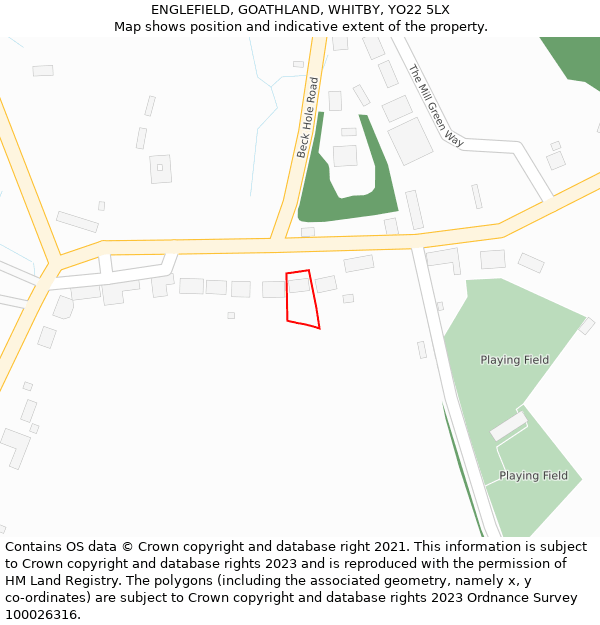 ENGLEFIELD, GOATHLAND, WHITBY, YO22 5LX: Location map and indicative extent of plot