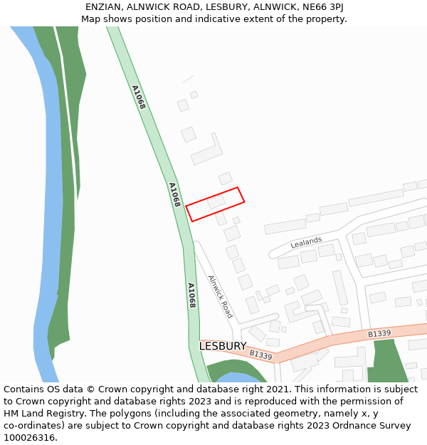 ENZIAN, ALNWICK ROAD, LESBURY, ALNWICK, NE66 3PJ: Location map and indicative extent of plot