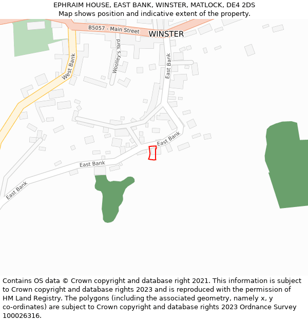 EPHRAIM HOUSE, EAST BANK, WINSTER, MATLOCK, DE4 2DS: Location map and indicative extent of plot