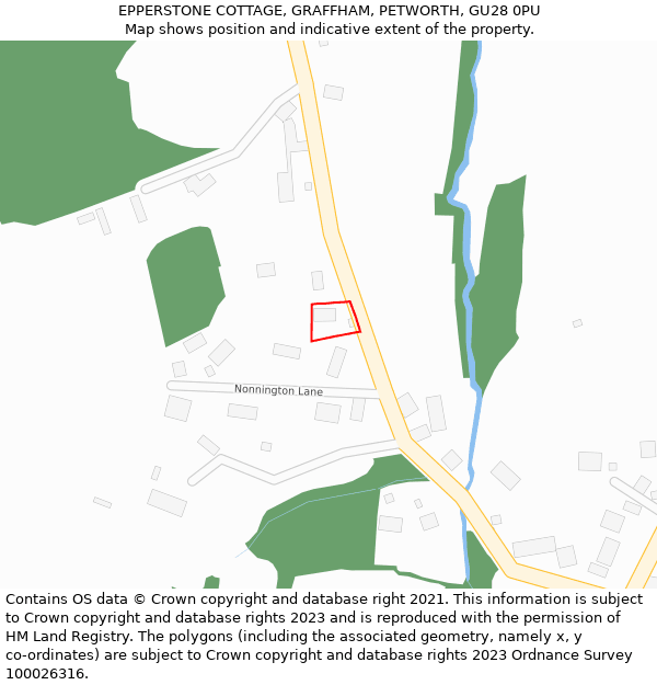 EPPERSTONE COTTAGE, GRAFFHAM, PETWORTH, GU28 0PU: Location map and indicative extent of plot