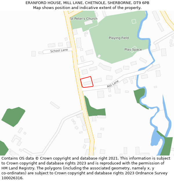 ERANFORD HOUSE, MILL LANE, CHETNOLE, SHERBORNE, DT9 6PB: Location map and indicative extent of plot