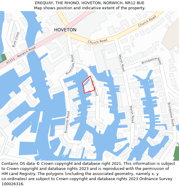 EREQUAY, THE RHOND, HOVETON, NORWICH, NR12 8UE: Location map and indicative extent of plot