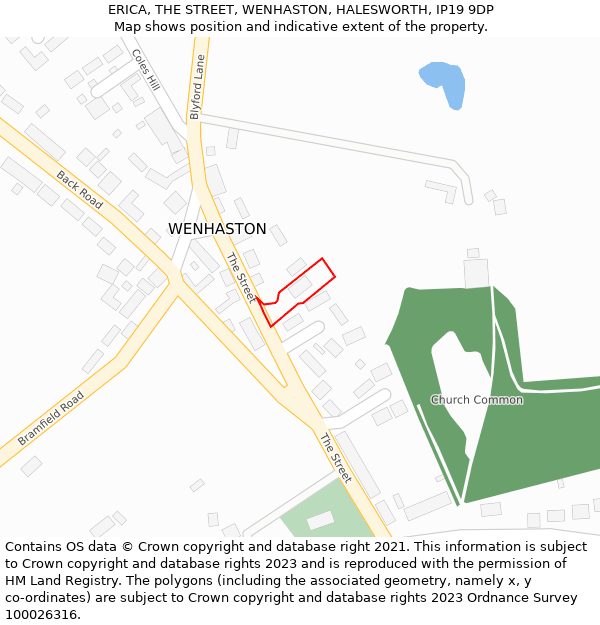 ERICA, THE STREET, WENHASTON, HALESWORTH, IP19 9DP: Location map and indicative extent of plot