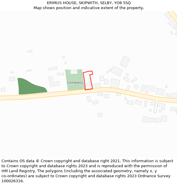 ERIMUS HOUSE, SKIPWITH, SELBY, YO8 5SQ: Location map and indicative extent of plot