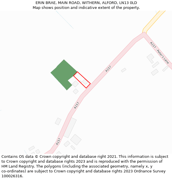 ERIN BRAE, MAIN ROAD, WITHERN, ALFORD, LN13 0LD: Location map and indicative extent of plot