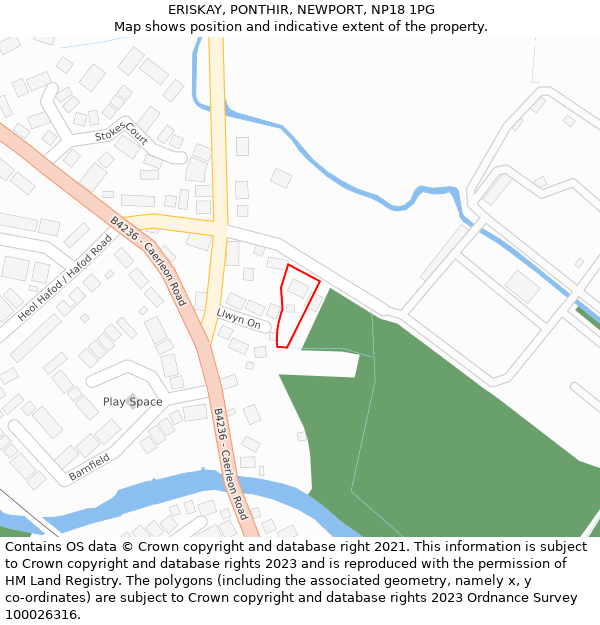 ERISKAY, PONTHIR, NEWPORT, NP18 1PG: Location map and indicative extent of plot