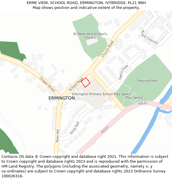 ERME VIEW, SCHOOL ROAD, ERMINGTON, IVYBRIDGE, PL21 9NH: Location map and indicative extent of plot