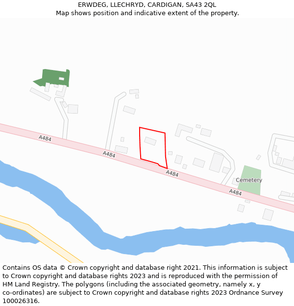 ERWDEG, LLECHRYD, CARDIGAN, SA43 2QL: Location map and indicative extent of plot
