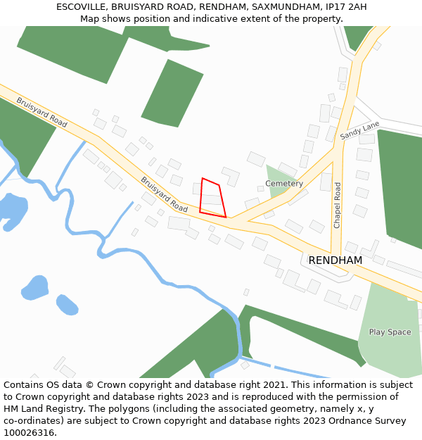 ESCOVILLE, BRUISYARD ROAD, RENDHAM, SAXMUNDHAM, IP17 2AH: Location map and indicative extent of plot