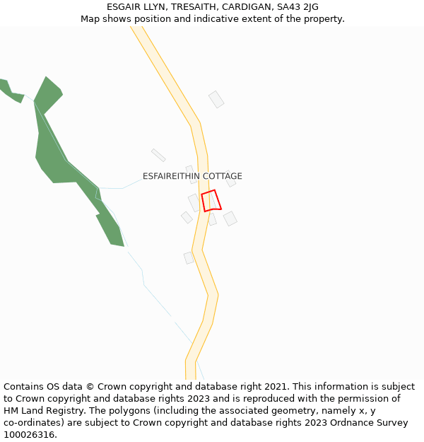 ESGAIR LLYN, TRESAITH, CARDIGAN, SA43 2JG: Location map and indicative extent of plot