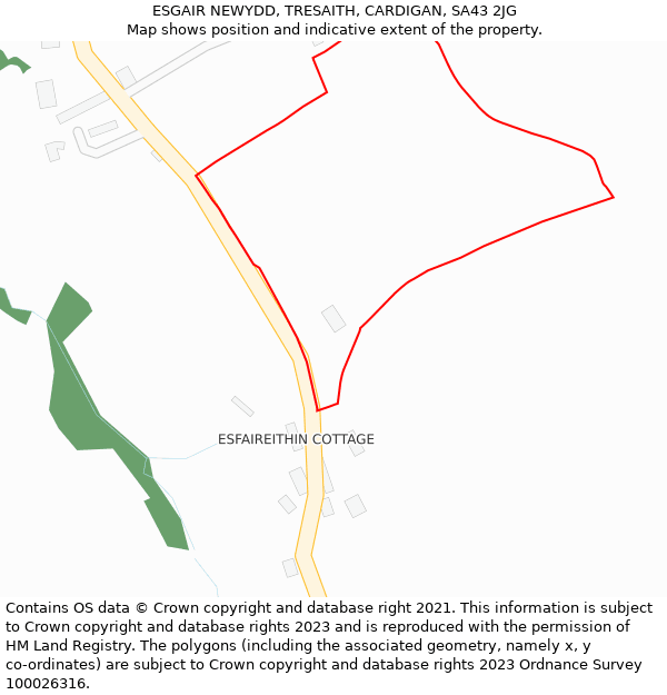 ESGAIR NEWYDD, TRESAITH, CARDIGAN, SA43 2JG: Location map and indicative extent of plot