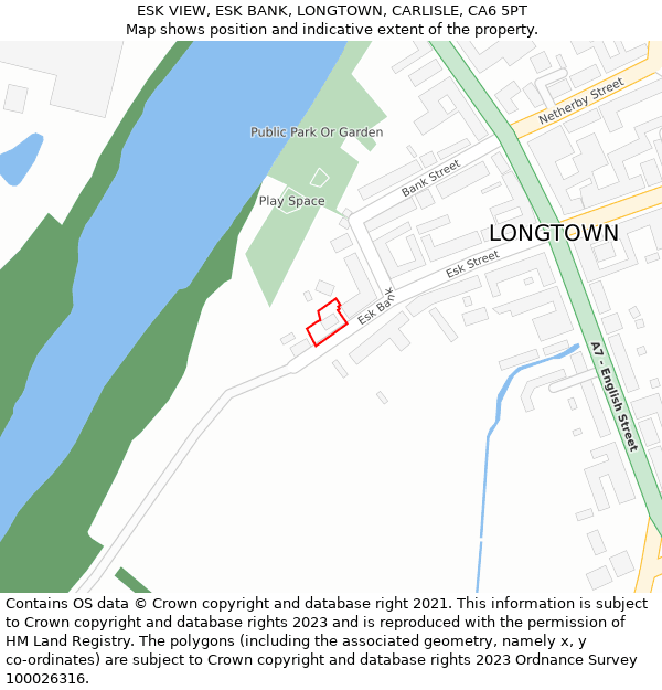 ESK VIEW, ESK BANK, LONGTOWN, CARLISLE, CA6 5PT: Location map and indicative extent of plot