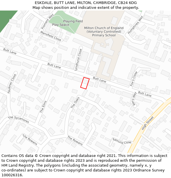 ESKDALE, BUTT LANE, MILTON, CAMBRIDGE, CB24 6DG: Location map and indicative extent of plot
