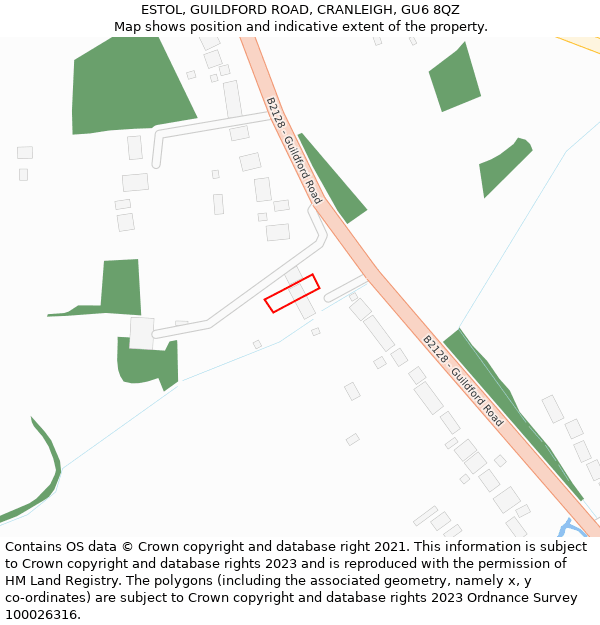 ESTOL, GUILDFORD ROAD, CRANLEIGH, GU6 8QZ: Location map and indicative extent of plot