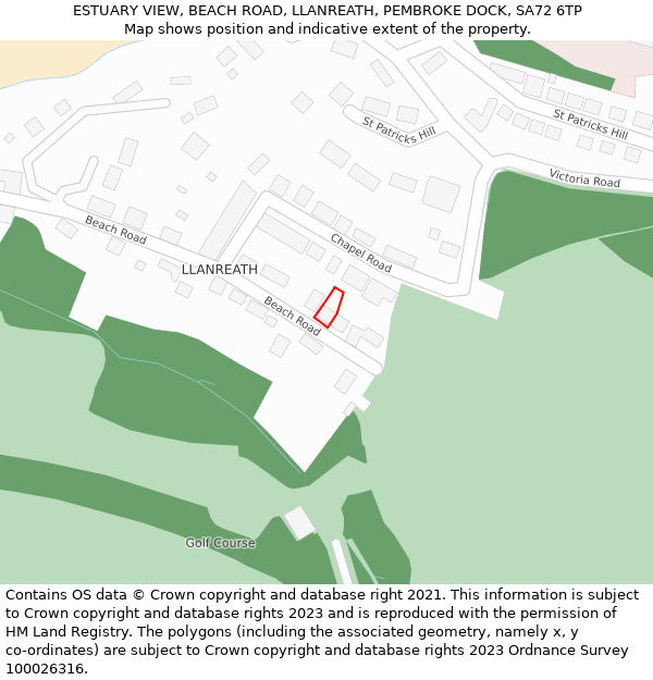 ESTUARY VIEW, BEACH ROAD, LLANREATH, PEMBROKE DOCK, SA72 6TP: Location map and indicative extent of plot