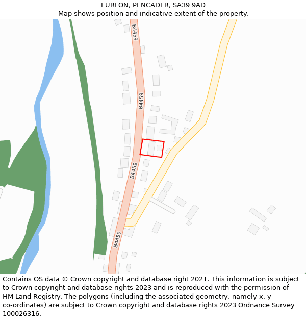 EURLON, PENCADER, SA39 9AD: Location map and indicative extent of plot