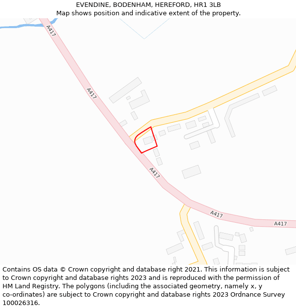 EVENDINE, BODENHAM, HEREFORD, HR1 3LB: Location map and indicative extent of plot