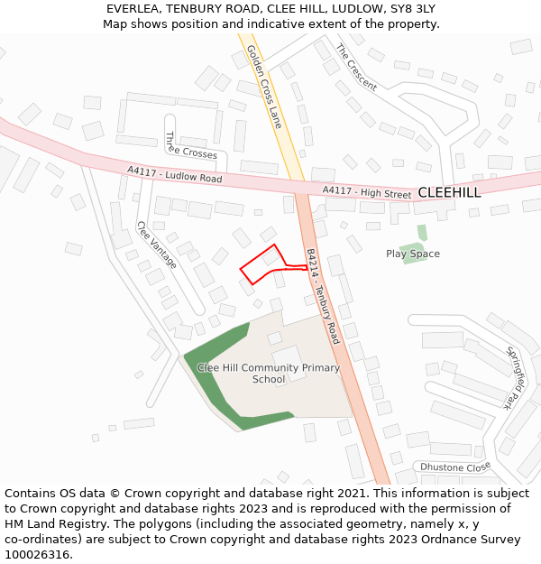 EVERLEA, TENBURY ROAD, CLEE HILL, LUDLOW, SY8 3LY: Location map and indicative extent of plot