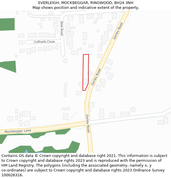 EVERLEIGH, MOCKBEGGAR, RINGWOOD, BH24 3NH: Location map and indicative extent of plot