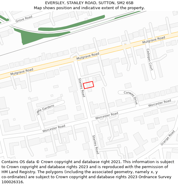 EVERSLEY, STANLEY ROAD, SUTTON, SM2 6SB: Location map and indicative extent of plot