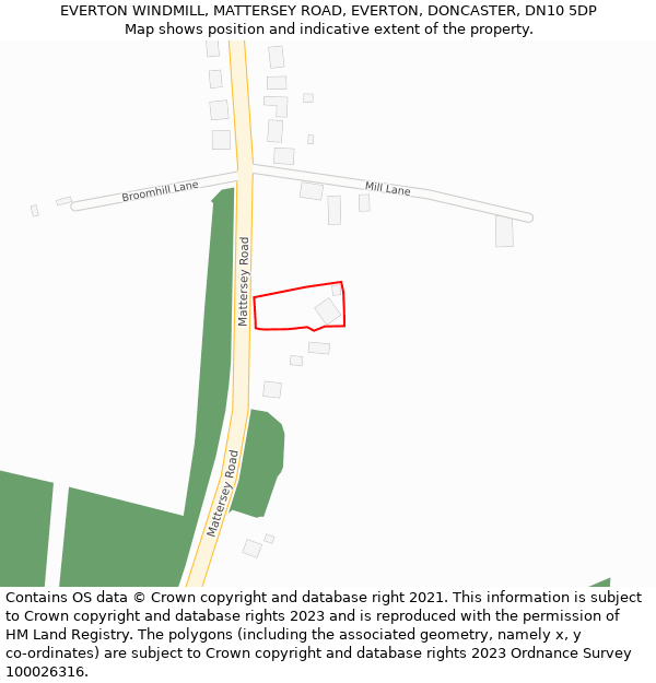EVERTON WINDMILL, MATTERSEY ROAD, EVERTON, DONCASTER, DN10 5DP: Location map and indicative extent of plot
