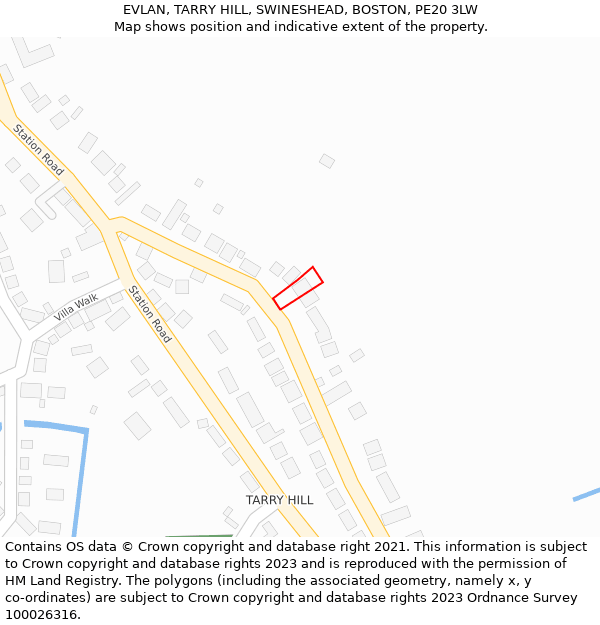 EVLAN, TARRY HILL, SWINESHEAD, BOSTON, PE20 3LW: Location map and indicative extent of plot