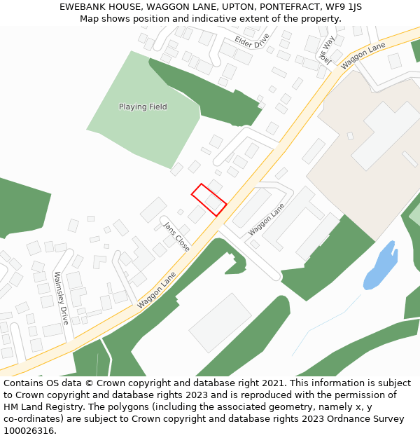 EWEBANK HOUSE, WAGGON LANE, UPTON, PONTEFRACT, WF9 1JS: Location map and indicative extent of plot