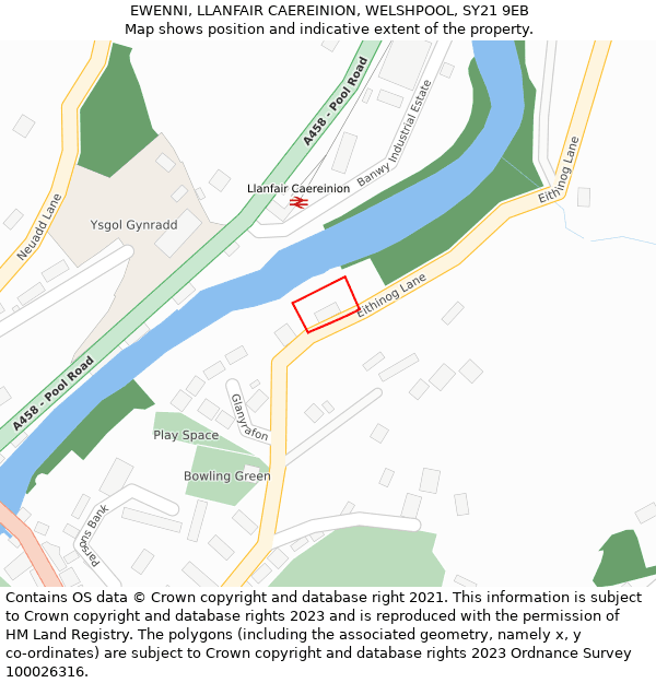 EWENNI, LLANFAIR CAEREINION, WELSHPOOL, SY21 9EB: Location map and indicative extent of plot