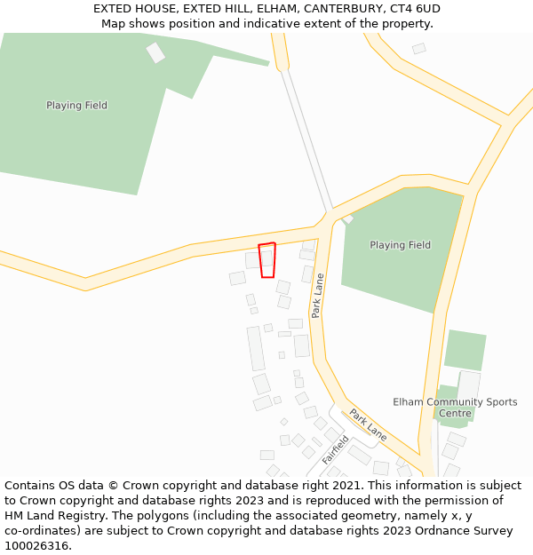 EXTED HOUSE, EXTED HILL, ELHAM, CANTERBURY, CT4 6UD: Location map and indicative extent of plot