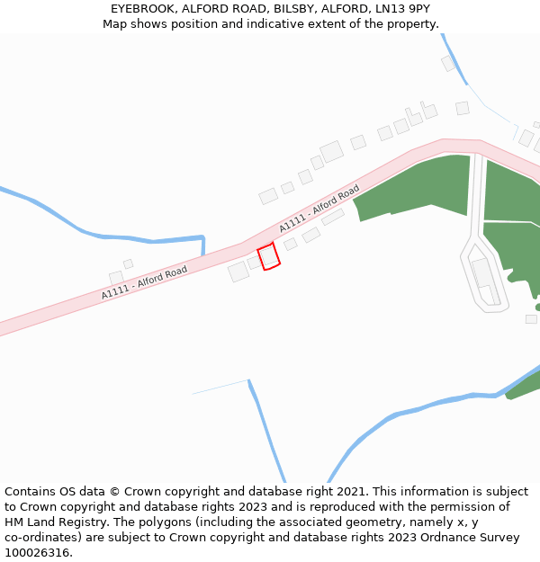 EYEBROOK, ALFORD ROAD, BILSBY, ALFORD, LN13 9PY: Location map and indicative extent of plot