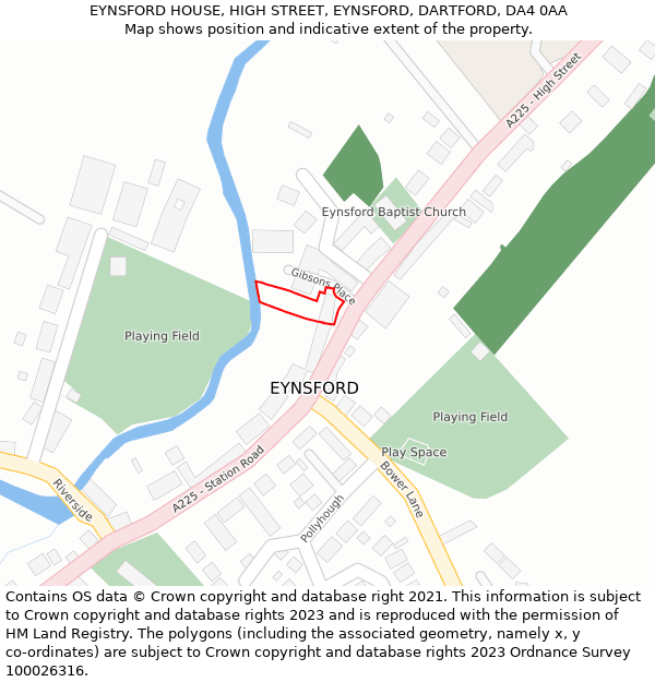 EYNSFORD HOUSE, HIGH STREET, EYNSFORD, DARTFORD, DA4 0AA: Location map and indicative extent of plot