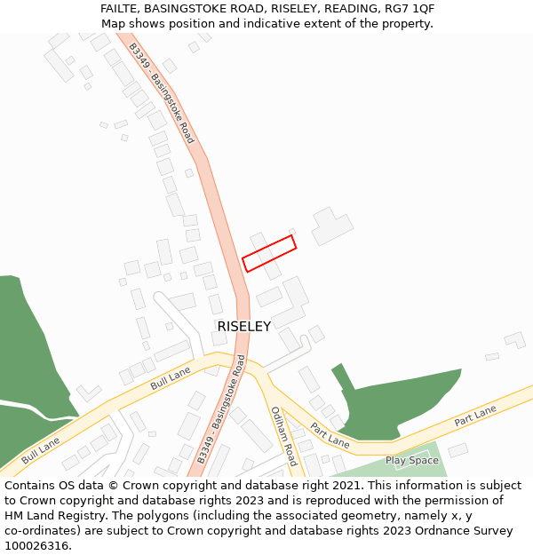 FAILTE, BASINGSTOKE ROAD, RISELEY, READING, RG7 1QF: Location map and indicative extent of plot